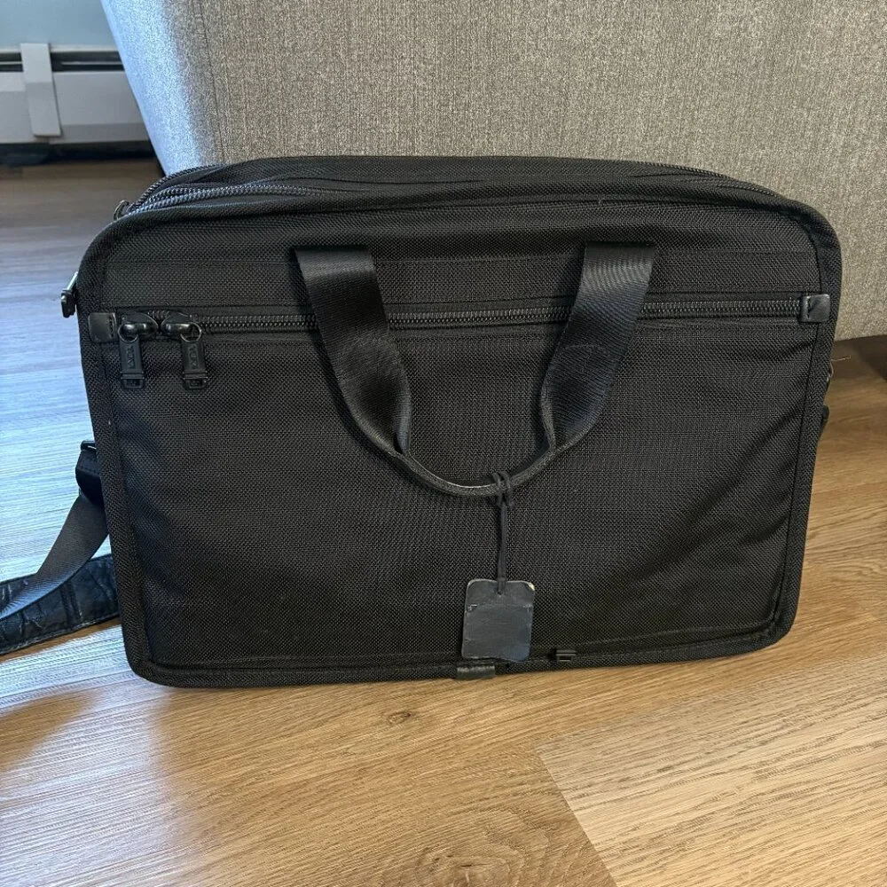 Tumi Alpha Briefcase Ballistic Laptop Bag Black Nylon Expandable 26141DH